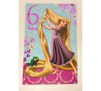Princess Rapunzel 6th Birthday Card for Girls - Disney-Inspired Princess Birthday Greeting Card - Special 6 Years Birthday Wishes Card