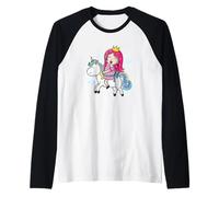 Princess Riding a Unicorn Horse Raglan Baseball Tee