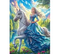 Princess Riding A White Horse 1000 Pieces Jigsaw Puzzles Science Fiction Magical Dream For Men Educational Decompression Adults Anxiety Memory Care Mothers Valentines Gift Eco Friendly Material 1000