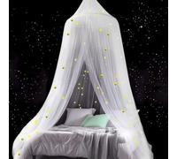 Princess Round Dome Bed Canopy with Lights for Kids - Elegant Hanging Mosquito Net, Large Cover, Machine Washable for Bedrooms, Hammocks, Patios