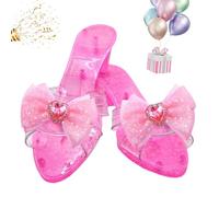 Princess Shoes - Crystal Heels, High Heels Non-Slip Princess Slippers with Diamonds, Double-Layer Bows | Role Play Toys for Girls, School, Character Day, Parties, Events