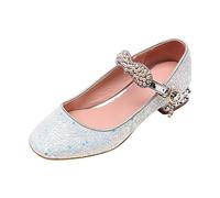 Princess Shoes Girls Glitter ary Jane ow Heel Sandal Sequin a y Wedding Birthday Dress Cosplay Shoes for 7to14 Years Toddlers Kids (White, 1 Big Kids)