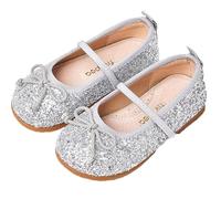 Princess Shoes Girls Toddlers Kids Glitter Mary Jane Flat Shoes Sequin Wedding Birthday Dressing up Cosplay Silver