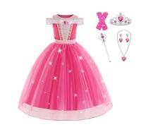 Princess Sleeping Beauty Dress up for Girls Pink Aurora Costume for Kids Fancy Dresses with Accessories Halloween Cosplay Carnival Party Outfit