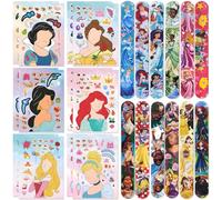 Princess Snap Bracelets & Puzzle Sticker Toy Set, DIY Make a Face Mix and Match Sticker Sheets for Children, Make Personalized Stickers for Birthday Party Supplies Party Bag Filler Favors for Girls
