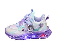 Princess Sneakers for Girls Kids Wide Fit Mesh Breathable Light Up Shoes Cap Steel Toe Dress Up Baby Toddler Trainers Birthday Party Fashion Shoes Footwear Purple