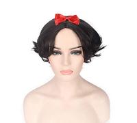 Princess Snow White Black Short Curly Wig Cosplay Costume Heat Resistant Synthetic Hair Women Cosplay Wigs (No Hair Clip)