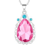 Princess Sofia the First Pink Teardrop Crystal Royal Amulet Rhinestone Pendant Necklace
