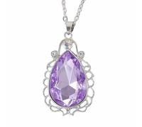 Princess Sofia the First Purple Teardrop Crystal Royal Amulet Rhinestone Silver Tone Pendant Necklace