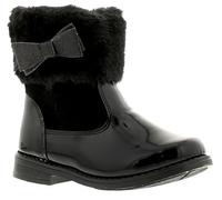 Princess Stardust Jane Girls Ankle Boots - Black Zip Up Ankle Boots with Patent Upper, Textile Trim & Decorative Bow. Pair of Casual Boots with Inside Zip Fastening Black 9 Child UK