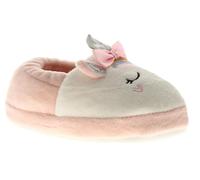 Princess Stardust Unicorn Full Slippers - Pink & White Girls Slippers with Fun, Magical Unicorn Plush Design, Soft Velour A-Line Slipper with TPR Outsole Pink 9 Child UK