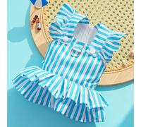 Princess-Style Pet Dress with Leash Loop - Checkered Flutter Sleeve Dress for Dogs & Cats