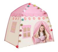 Princess Tent 51x39x51 Inch Oxford Cloth Play Tent with Door Curtain & Window Ventilated Skin-Friendly Play House for 3-4 Kids with Ball Light