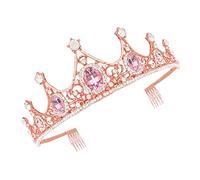 Princess Tiara Headband Headpiece for Women Crowns for Women Wedding Tiara Wedding Headdress Vintage Princess Tiara Hair Jewels for Women Crown for Bride Makeup Rose Gold Child