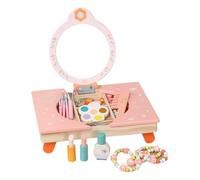 Princess Wooden Dressing Table Set - Realistic Folding Vanity & Role Play Makeup Box for | Includes Mirror, Comb & Makeup Accessories | I Set