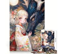 Princess X Dragon 1000 Piece Jigsaw Puzzles for Adults Brain Tease Toy Relax Time Perfect Cut Memorable Gift (38x26cm)