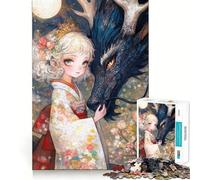 Princess X Dragon 1000 Piece Jigsaw Puzzles for Adults Brain Tease Toy Relax Time Perfect Cut Memorable Gift (38x26cm)