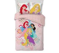 Princesses Girls Bedding Set | Duvet Cover 140x200 cm + Pillowcase 50x70 cm, 100% Cotton | Soft Breathable Children’s Bed Linen Set | Official Disney Design