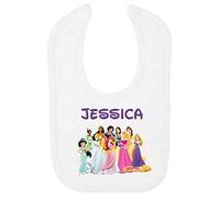 Princesses Personalised Baby BIB - Printed with The Name of Your Choice White