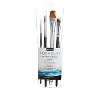 Princeton Aqua Elite Fine Art Watercolours Brushes, Synthetic Kolinsky Sable, 4 Piece Brush Set, Short Handle, Ideal for Professionals & Students