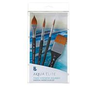 Princeton Aqua Elite Fine Art Watercolours Brushes, Synthetic Kolinsky Sable, 4 Piece Brush Set, Short Handle, Ideal for Professionals & Students