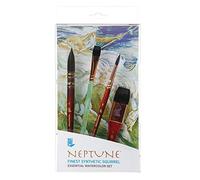Princeton Neptune Fine Art Watercolours Brushes Essential Set, Synthetic Squirrel, 4 Piece Brush Set, Short Handle, Ideal for Professionals & Students
