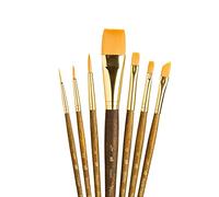Princeton Paintbrush, Synthetic Gold Taklon, Brown, Set of 7