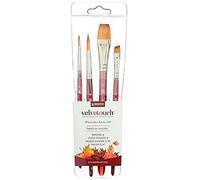Princeton Velvetouch Fine Art Multi-Technique Brushes, 4 Piece Synthetic Brush Set, Short Handle, Ideal for Professionals & Students