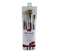 Princeton Velvetouch Mixed Media Brush Set 4 x Synthetic Brushes | Fine Art Multi-Technique Brushes, Synthetic Hair, Short Handle, For Professional Artists & Students
