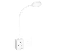 PRINCEWAY Plug in LED Reading Light, Dimmable LED White Flexible Bedside Wall Lamp with Power Plug and Extension Socket, Two Touch Switches, 3 Lighting Color Modes, USB Output Charging Function