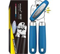 PrinChef Can Opener Manual, Can Tin Bottle Opener with Magnet - No-Trouble-Lid-Lift, Handheld Can Opener Smooth Edge with Sharp Blade, Heavy Duty and Easy to Use, for Seniors with Arthritis, Blue