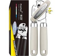 PrinChef Can Opener Manual, Can Tin Bottle Opener with Magnet - No-Trouble-Lid-Lift, Handheld Can Opener Smooth Edge with Sharp Blade, Heavy Duty and Easy to Use, for Seniors with Arthritis, White