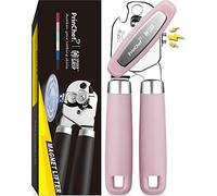 PrinChef Can Opener Manual, Can Tin Bottle Opener with Magnet - No-Trouble-Lid-Lift, Handheld Can Opener Smooth Edge with Sharp Blade, Heavy Duty and Easy to Use, for Seniors with Arthritis, Pink