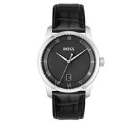 BOSS Three Hand Quartz Movement Watch for Men Principle Collection with Black Leather Strap - 1514122