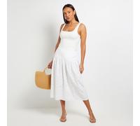 Principles 100% Cotton Broderie Midi Skirt Poplin Waist WHITE SIZE 10