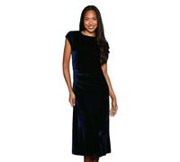 Principles Blue Velvet Ruched Waist Midi Dress, 12, Indigo