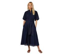 Principles Women's Broderie Belted Contrast Detail Midaxi Dress in Navy | Size: 10 Principles Navy 10