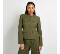 Principles Collarless Textured Jacket KHAKI SIZE 10