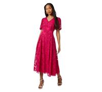Pink Floral Jacquard Puff Sleeve Midi Dress Principles Pink 10