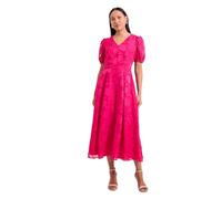 Principles Women's Floral Jacquard Puff Sleeve Midi Dress in Pink | Size: 16 Principles Pink 16