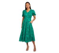 Principles Women's Floral Jacquard Puff Sleeve Midi Dress in Bright Green | Size: 18 Principles Bright Green 18