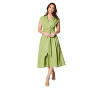 Principles Linen Blend Belted Midi Dress, 12, Chartreuse