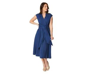 Principles Linen Blend Belted Midi Dress, 16, Blue