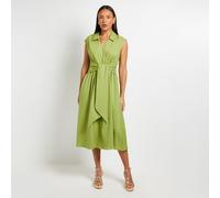 Principles Linen Blend Midi Dress with Tie NAVY SIZE 10