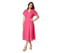 Principles Pink Linen Blend Pleat Detail Midi Dress, 12, Pink
