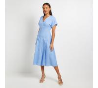 Principles Linen Pleated Waist Dress BLUE SIZE 10
