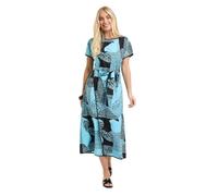 Principles Women's Petite Geo Wrap Midi Dress in Blue | Size: 14 Principles Blue 14