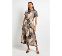 Principles Women's Abstract Belted Midi Dress in Black | Size: 12 Principles Black 12