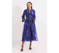 Principles Women's Abstract Organza Contrast Shirt Dress in Blue | Size: 12 Principles Blue 12