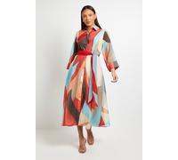 Principles Women's Abstract Print Belted Collared Shirt Dress | Size: 20 Principles Multicolor 20